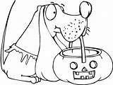 Coloring Halloween Pages Dog Pumpkins sketch template
