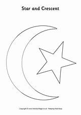 Moon Crescent Star Colouring Templates Eid Template Ramadan Coloring Cresent Projects Colour Choose Board Village Activity sketch template