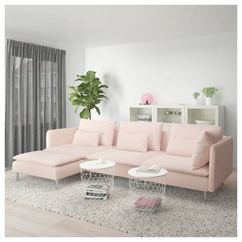soederhamn sectional  seat  chaise samsta light pink ikea pink couch living room