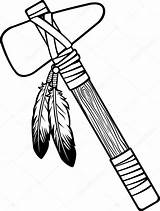 Native American Indian Tomahawk Feathers Coloring Drawing Clipart Pages Feather Template Illustration Head Cherokee Stock Vector Clip Indians Girl Depositphotos sketch template