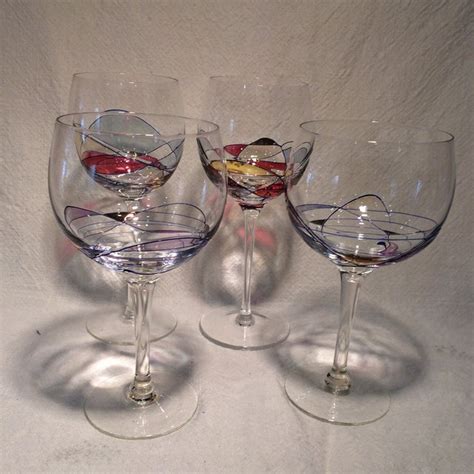 vintage red and white yugoslavian mosaic art wine glasses