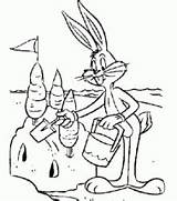 Tunes Looney Bunny Desenhos Colorir Bugs Sabbia Stampare Coniglio Anatra Daffy Warner Amci Simpatici sketch template