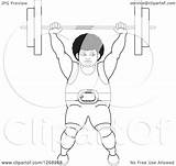 Bodybuilder Outlined Lifting Barbell Illustration Woman Over Royalty Clipart Head Her Vector Perera Lal sketch template