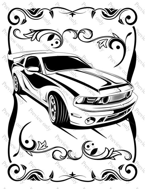 muscle cars coloring page sheets  pack print  color etsy