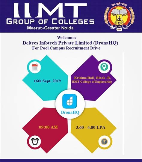 iimt college  engineering greater noida welcomes deltecs infotech pvt  drona hq