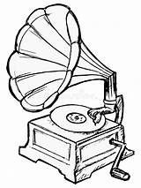 Phonograph Plattenspieler Phonographe Fonografo Croquis Illustrazione 123rf Gramophone sketch template