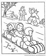 Winter Coloring Kids Pages Activities Seasons Activity Honkingdonkey Sledding Toboggan Outdoor sketch template