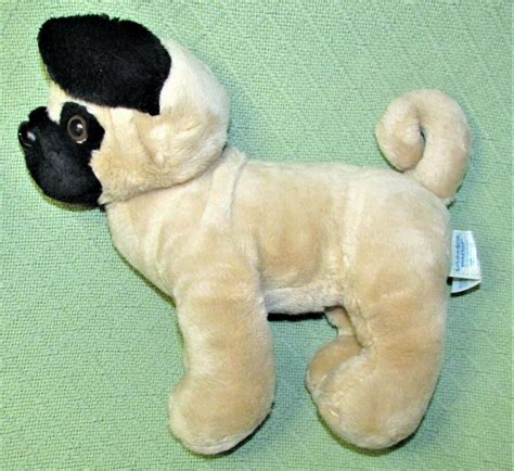 build  bear  pug dog stuffed animal tan black plush toy puppy  standing
