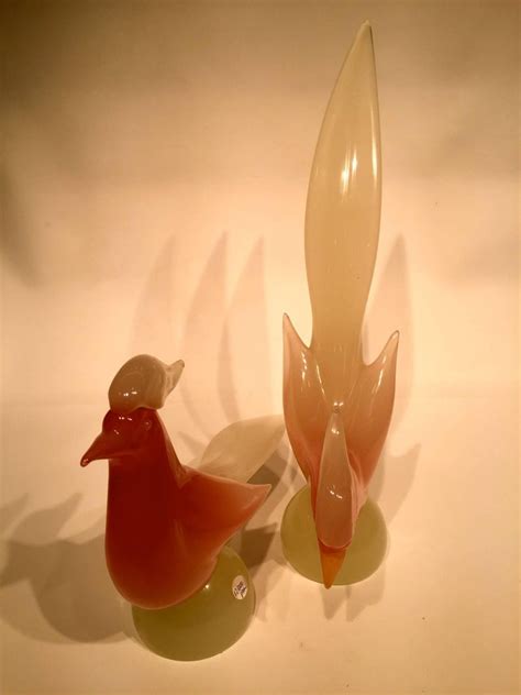 Archimede Seguso 1950 Pink Opalescent Pair In Murano Glass