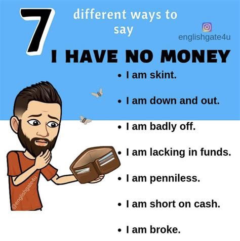 7 different ways to say i have no money englishtips englishlearning