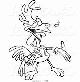 Rooster Cartoon Coloring Singing Vector Outlined Leishman Ron Royalty sketch template