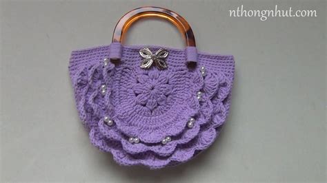 crochet bag tutorial eng sub 🌷 móc túi xách len họa tiết