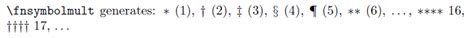 numbering alternative symbol sets  footnote marks tex latex