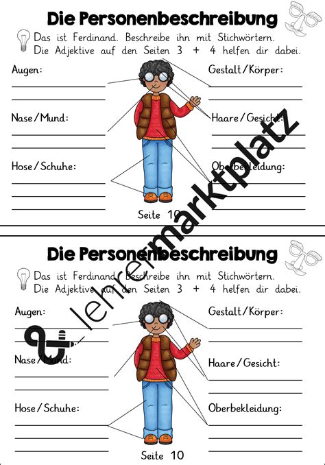 lapbook personenbeschreibung unterrichtsmaterial im fach deutsch