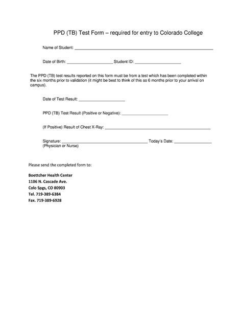 printable tb test form customize  print