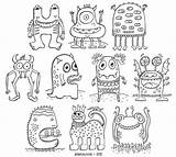 Coloring Monsters Monster Pages Printable Cute Crazy Book Doodle Funny Kids Pdf Drawing Colouring Color Clipart Etsy Books Little Jelene sketch template