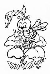 Coloring Pollination Pages Flower Bee Designlooter Pollinating Printables Cute Little Kids 61kb sketch template