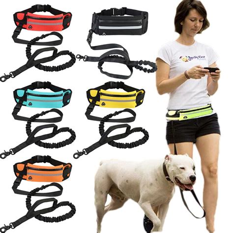 reflecterende hondenriem elastische sport heuptasje set hardloopriem handsfree hond trekkoord