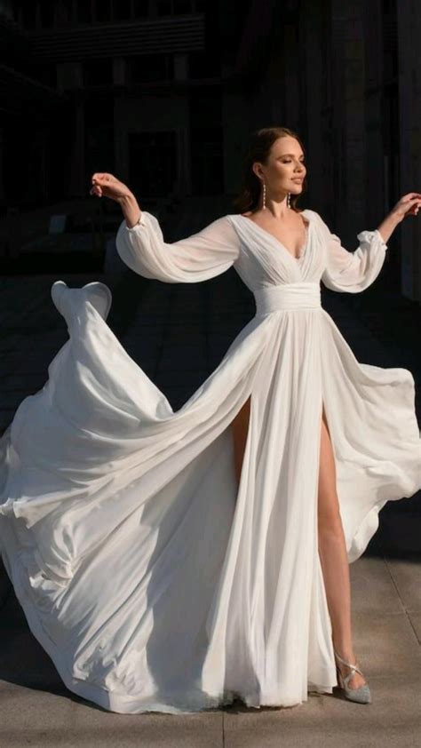 satin wedding dress  split slits trendy  wedding dress elegant