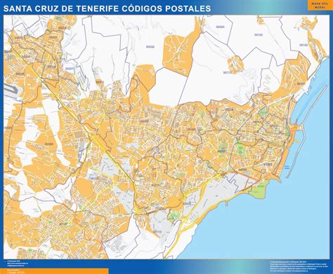 Zip Codes Santa Cruz De Tenerife Map Wall Maps Of