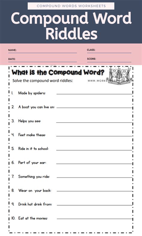 compound word riddles worksheets