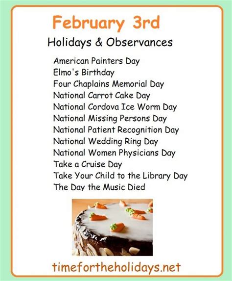 february 3rd holidays observances and trivia time for