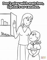 Coloring Play Matches Lighters Candles Pages Don Dont Printable Fire Safety sketch template