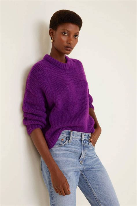 grofgebreide trui paars knitting women sweater sweaters chunky knits sweater