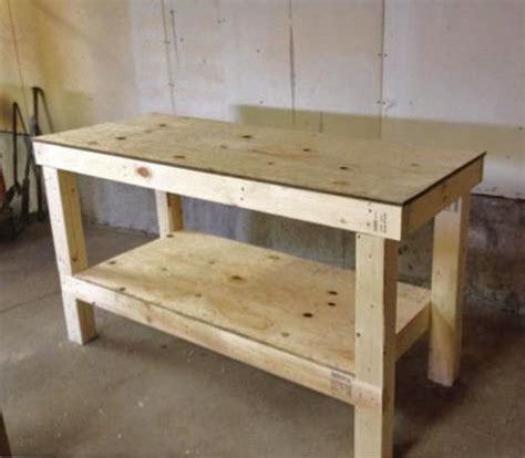 easy diy garage workshop workbench knock  wood