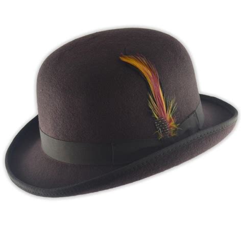 wool bowler hat fashion hat satin lining removable feather