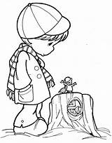 Precious Moments Coloring Pages Boy Praying Warm Cartoon Drawing Kids Winter Child Beautiful Para Colorear Printable Cute Color Ropa Stamps sketch template