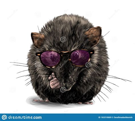 Cute Mouse Sitting Cross Legged In Fashionable Round Youth Glasses