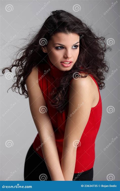 Pretty Curly Haired Brunette Stock Image Image Of Beauty Skin 23634735