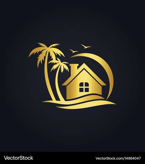 hotel home resort beach gold logo royalty  vector image