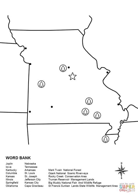 missouri map worksheet coloring page  printable coloring pages