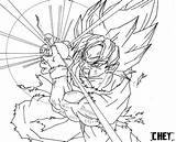 Goku Kamehameha Ssj Lineart Deviantart Drawings sketch template