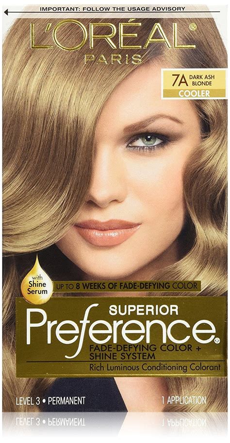 loreal paris superior preference fade defying shine permanent hair color  dark ash blonde