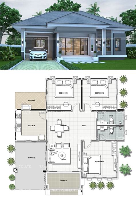 gray bungalow   bedrooms pinoy eplans house