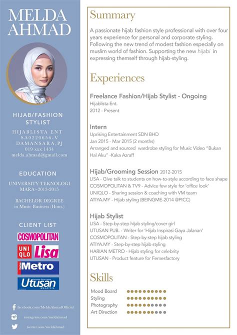 contoh curriculum vitae terbaik  terupdate desain cv keren riset