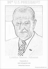 President Color Baines Lyndon 36th Johnson sketch template