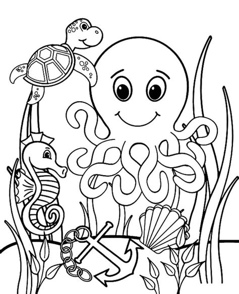 sea creature coloring page   touch  jellyfish sea animals