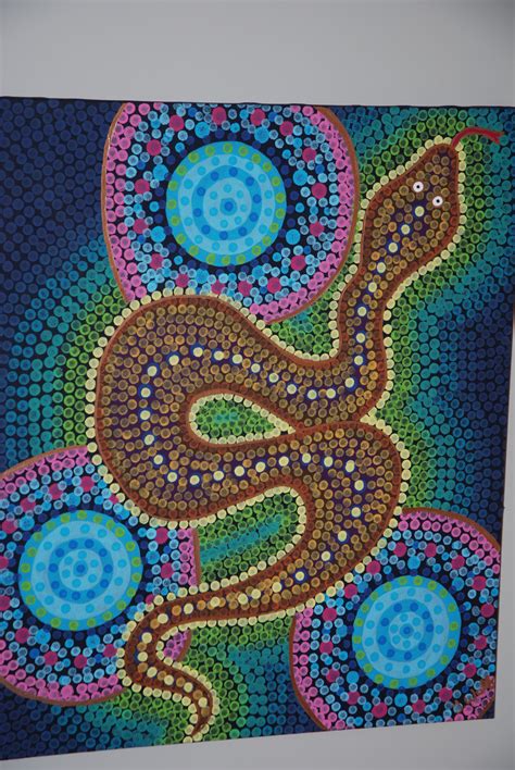 australian dot painting inspiredsnake artwork  twulf australian