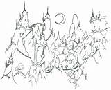 Coloring Pages Lion Witch Wardrobe Mountains Landscape Adults Adult Printable Landforms Mountain Fantasy Kids Village Difficult Night Nature Color Landscapes sketch template