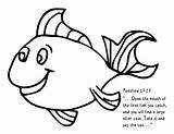 Mouth Coloring Fish Coin Pages Craft Sunday School Kids Printable Confident Journal End Popular Choose Board sketch template