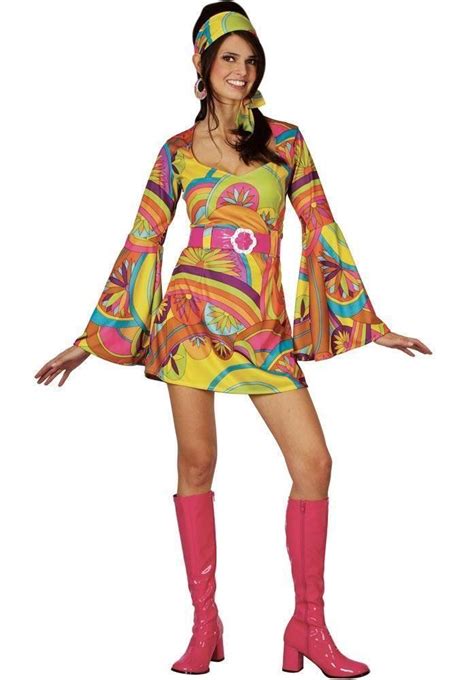 adult ladies hippy fancy dress costume 1960s 1970s womens hippie outfit