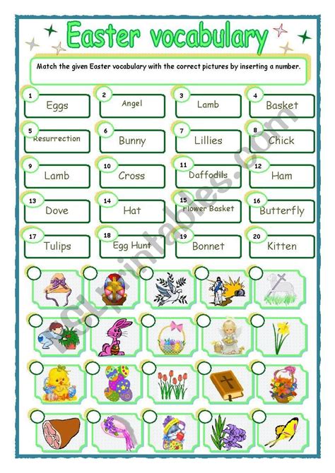 matching exercice  easter vocabulary   jecika   template english lessons