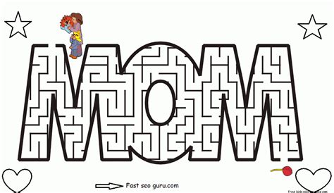 printable mothers day maze coloring pages  kidsfree printable