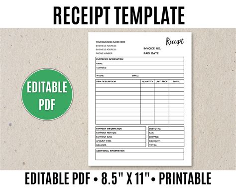receipt template editable printable order receipt edi vrogueco