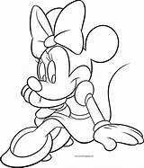 Coloring Minnie Girl Cute Disney Sit Pages Wecoloringpage Mouse sketch template
