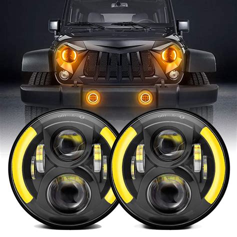 doxmall   led headlights  jeep wrangler halo projector drl amber turn signal lights